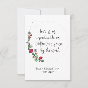 Flower Wreath Wedding Sign, Love Quote Thank You Card