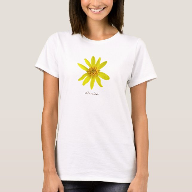 Flower Yellow Arnica with Text all Colors T-Shirt (Front)