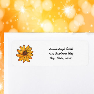 Flower Yellow Drawn Personalize Return Address Label