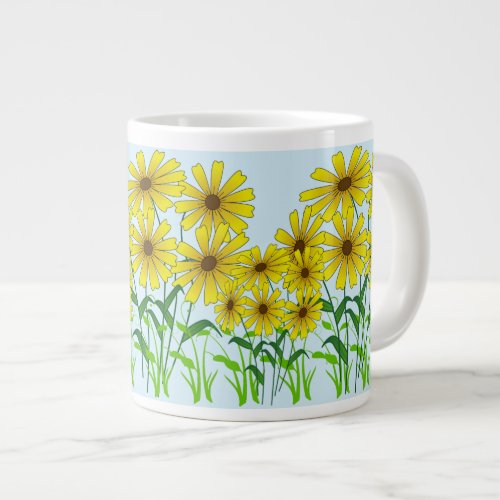Flower Yellow Green Grass Floral Giant Coffee Mug