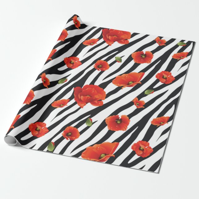flower zebra seamless pattern wrapping paper (Unrolled)