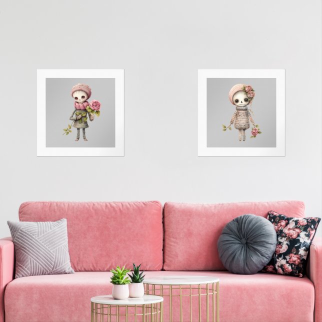 Flower Zombies | Quirky Dolls Wall Art Sets (Livingroom)