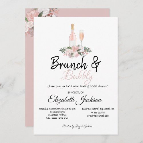 Floweral Brunch  Bubbly Bridal Shower Invitation