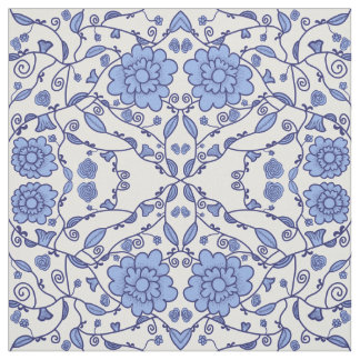 Flowered blue and white fabric