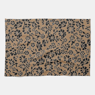 FLOWERED/ BROWN & BLACK KITCHEN HAND TOWEL! TOWEL