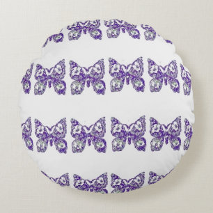 Flowered Butterflies Round Pillow