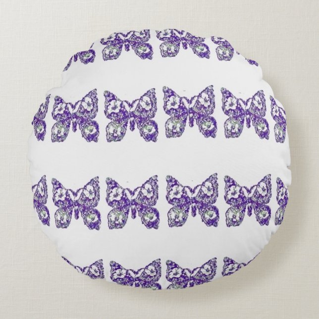 Flowered Butterflies Round Pillow (Front)