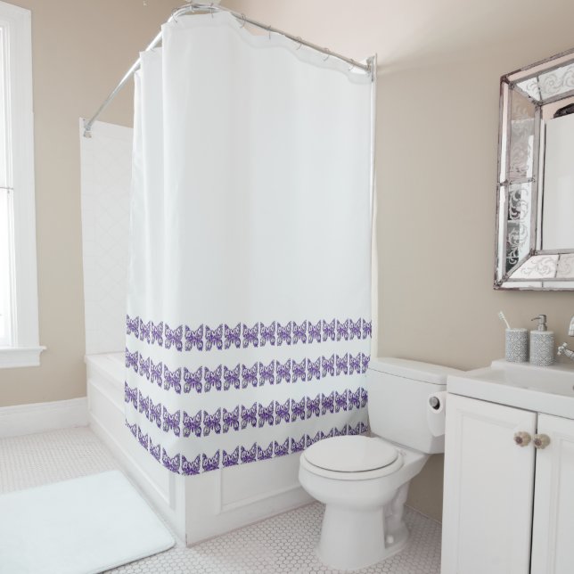 Flowered Butterflies Shower Curtain (In Situ)