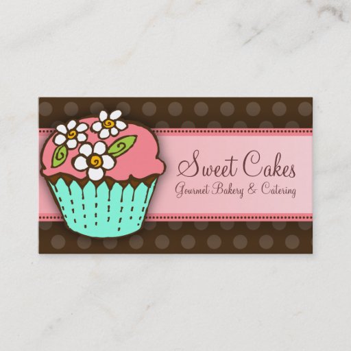 Customizable Flowered Cupcake Business Card