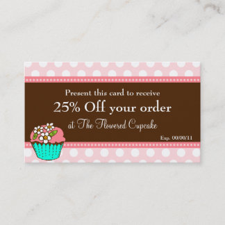 Flowered Cupcake Coupon Card