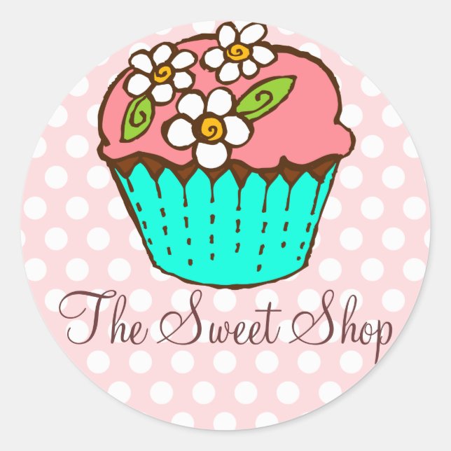 Flowered Cupcake Sticker (Front)