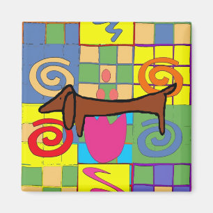 Flowered Dachshund Magnet