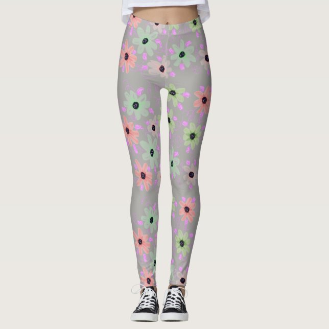 Flowered Grey Leggings (Front)
