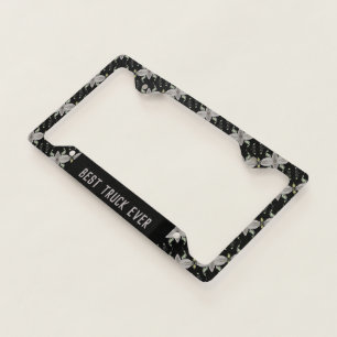 Flowered In Grey With Black An Artsy License Plate Frame