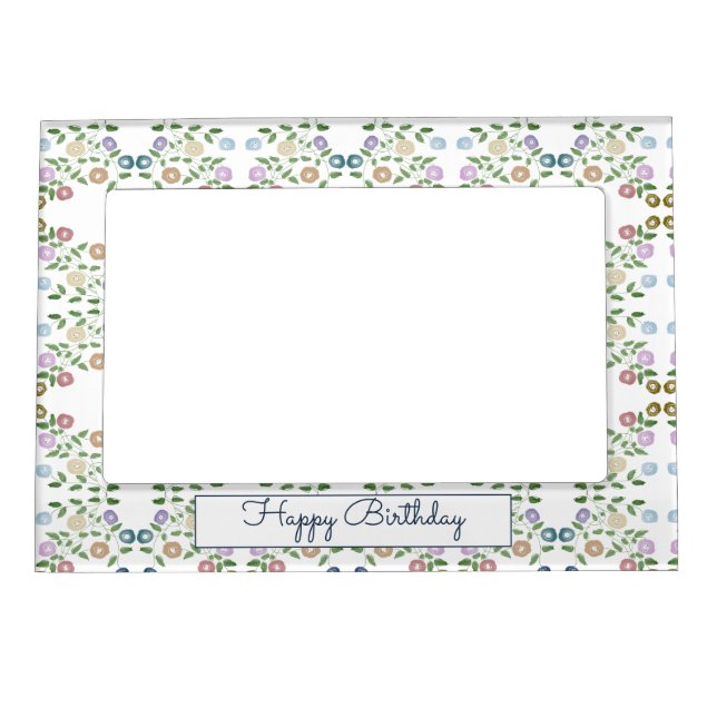 Flowered Magnetic Decorative Happy Birthday Frame (Front)