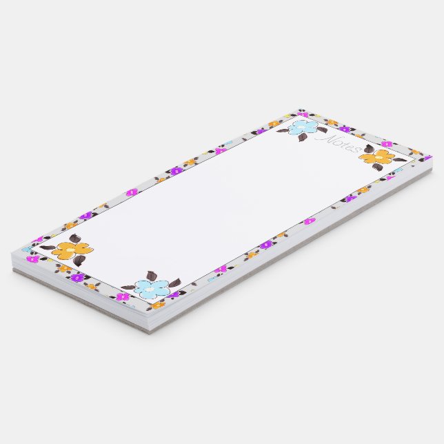 Flowered Magnetic Fridge Notes Magnetic Notepad (Angled)