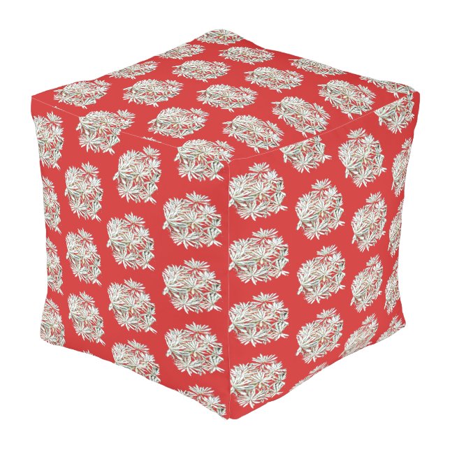 Flowered Outdoor Pouf (Angled Front)