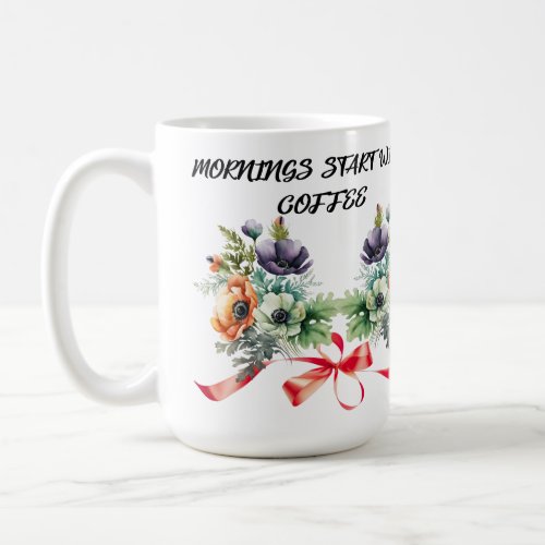 Flowered patterned vintage coffee mug