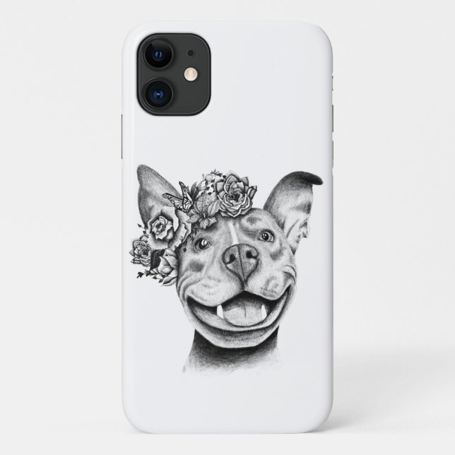 Flowered Pitbull Case-Mate iPhone Case (Back)