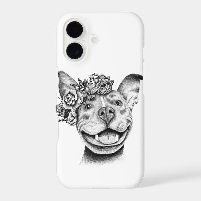 Flowered Pitbull Iphone Case (Back)