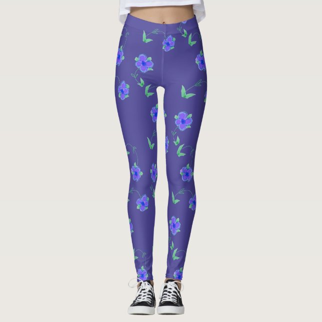 Flowered Purple Leggings (Front)