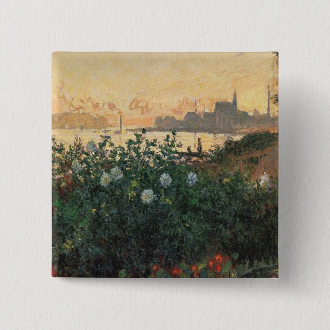 Flowered Riverbank, Argenteuil - Claude Monet - c1 Button (Front)