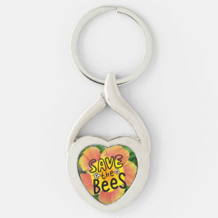 Flowered "Save The Bees" Keychain