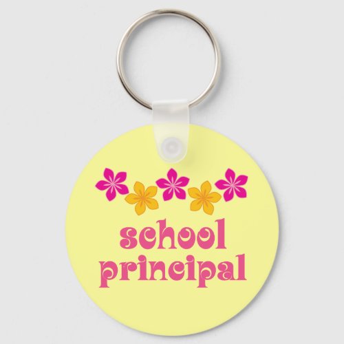 Flowered School Principal Keychain