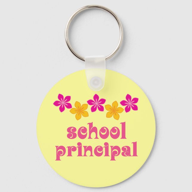 Flowered School Principal Keychain (Front)