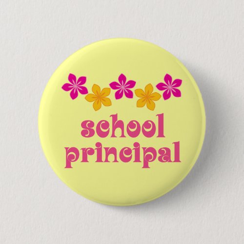 Flowered School Principal Pinback Button