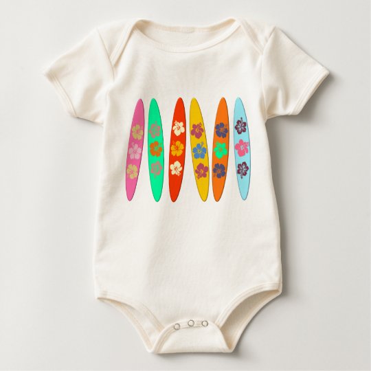 Flowered Surfboards Baby Bodysuit