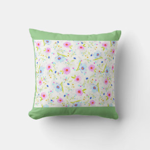 FLOWERED throw pillow in sage.