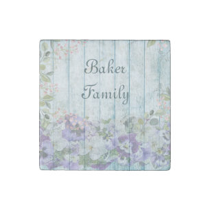 Flowered Wood Fence Stone Magnet