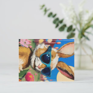 Flowerfield Cool Easter Bunny Sunglasses Holiday Postcard