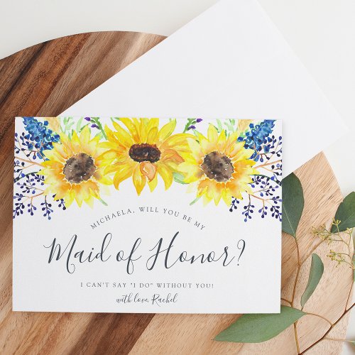 Flowerfields Be My Maid of Honor Card