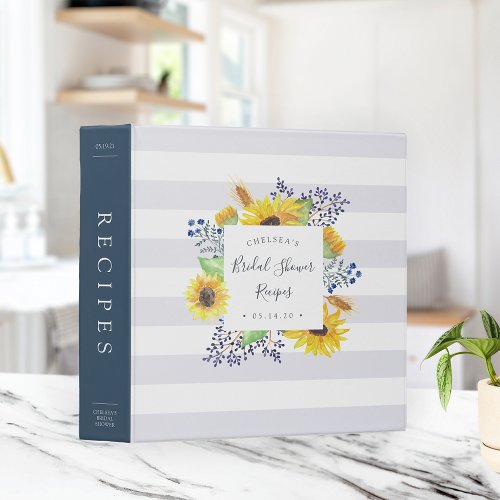 Flowerfields Bridal Shower Recipe 3 Ring Binder