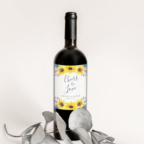 Flowerfields Cheers to Love Personalized Wedding Wine Label