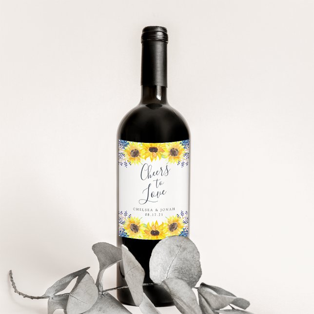Flowerfields "Cheers to Love" Personalized Wedding Wine Label (Creator Uploaded)