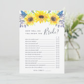 Flowerfields Double-Sided Bridal Shower Game Invitation (Standing Front)