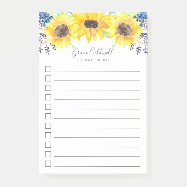 Flowerfields Personalized To-Do List Post-it Notes