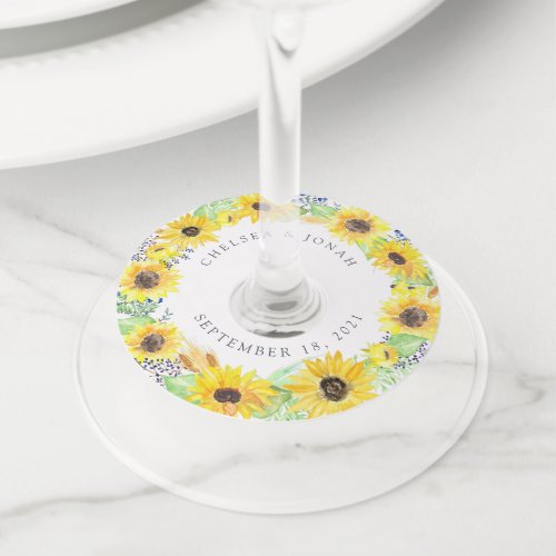 Flowerfields Personalized Wedding Wine Glass Tag