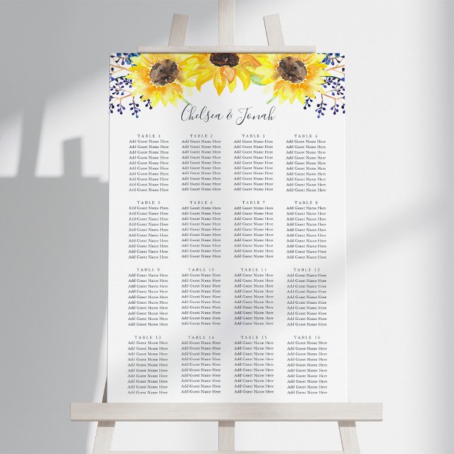 Flowerfields Sunflower Wedding Seating Chart Foam Board (Creator Uploaded)