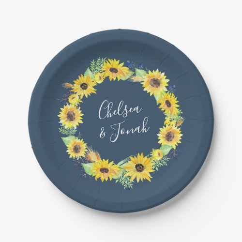 Flowerfields  Sunflower Wreath Wedding Paper Plates