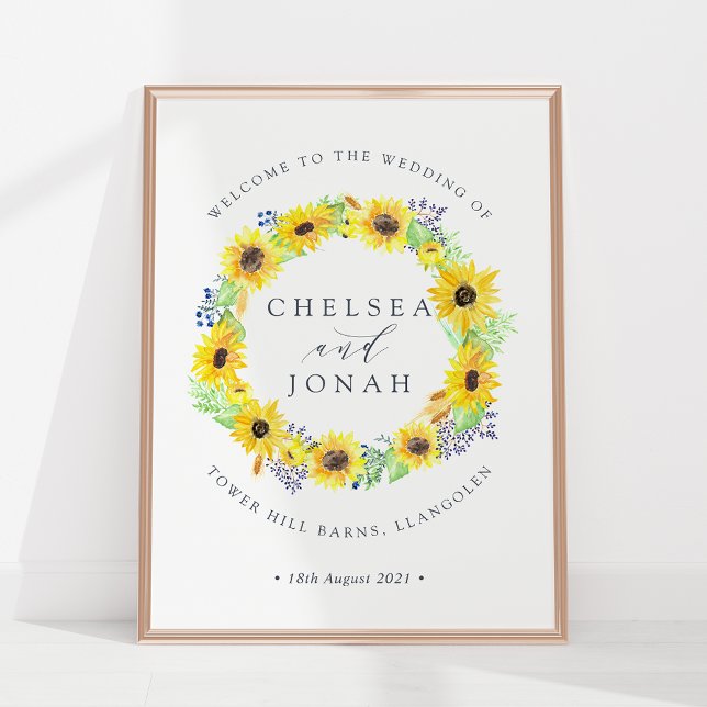 Flowerfields | Sunflower Wreath Wedding Welcome Poster (Creator Uploaded)