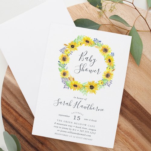 Flowerfields Wreath Baby Shower Invitation