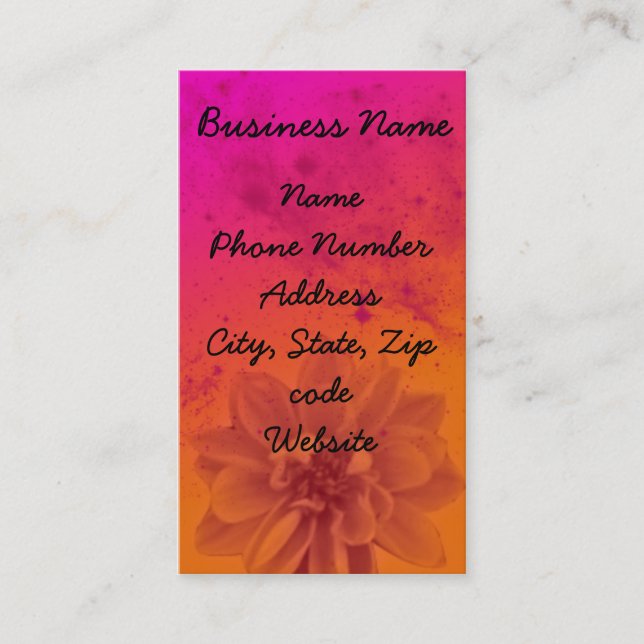 flowerfrontpink, Business Name, Name Phone Numb... Card (Front)