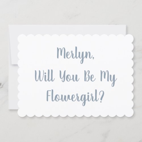 Flowergirl Custom Name Dusty Blue Script Wedding Invitation