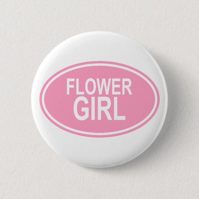 FlowerGirlWedding Oval Pink Pinback Button (Front)