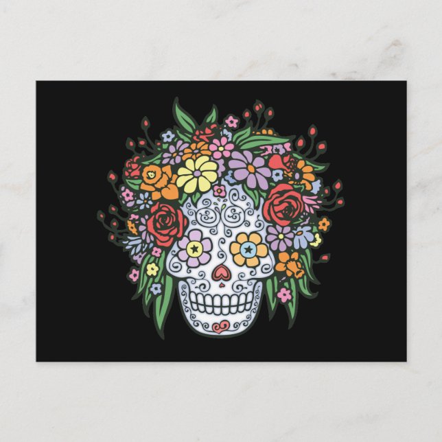 Flowerhair Sugar Skull Postcard (Front)