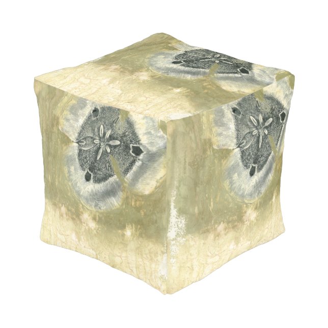 Flowerhead Abstract with Glazed Texture Pouf (Angled Front)